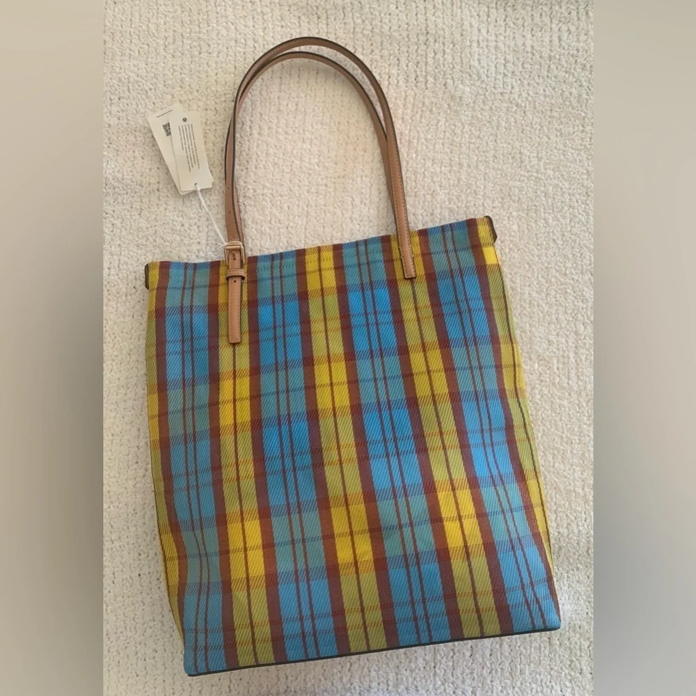 Tory Burch Emerson Mesh Market Tote Yellow Blue Beach Shoulder Bag - NWT